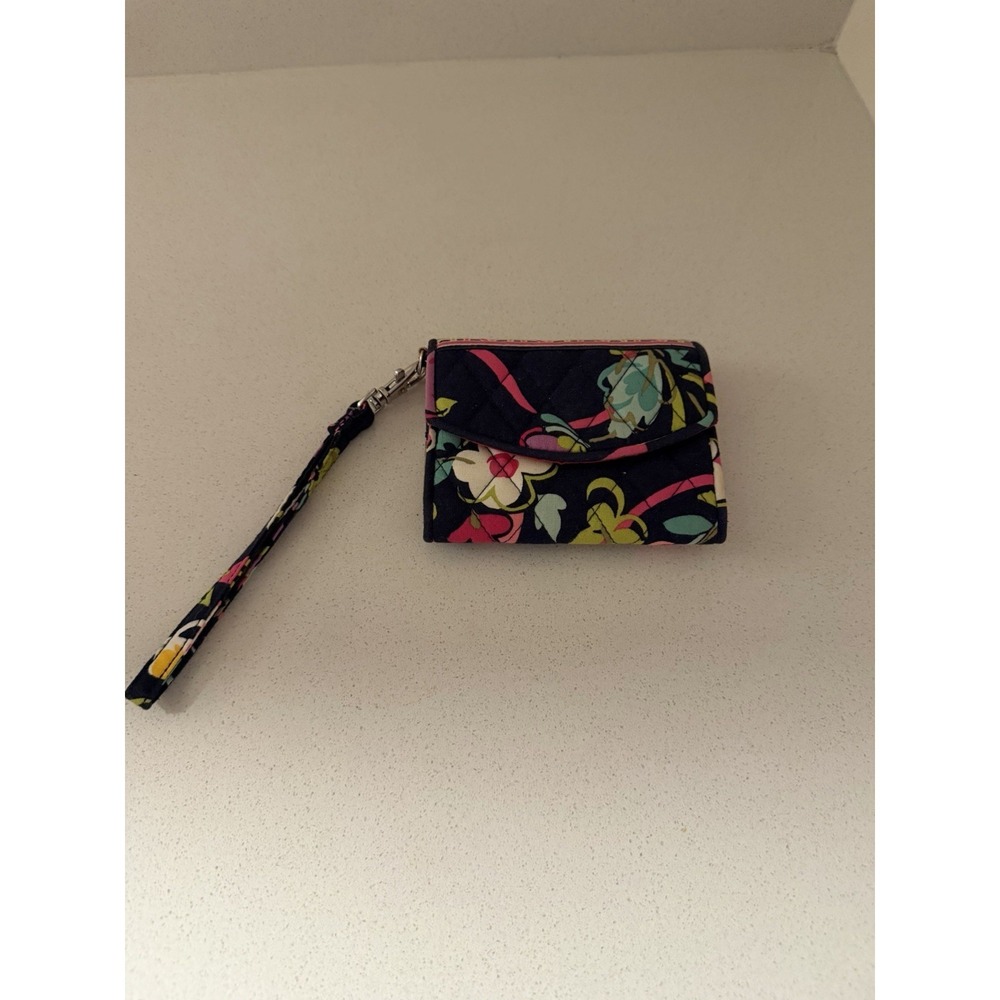Vera Bradley Super Smart Mini Wristlet Wallet - Ribbons Navy Blue Pattern